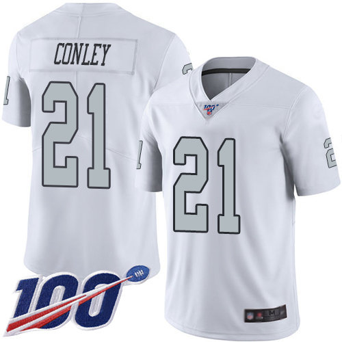 Nike Raiders #21 Gareon Conley White Men’s Stitched NFL Limited Rush 100th Season Jersey