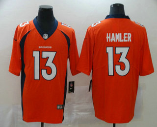 Men’s Denver Broncos #13 KJ Hamler Orange 2020 Vapor Untouchable Stitched NFL Nike Limited Jersey