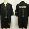 Men’s New England Patriots #1 Cam Newton Black 100th Season Golden Edition Jersey