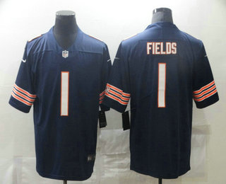 Men’s Chicago Bears #1 Justin Fields Navy Blue 2021 Vapor Untouchable Stitched NFL Nike Limited Jersey