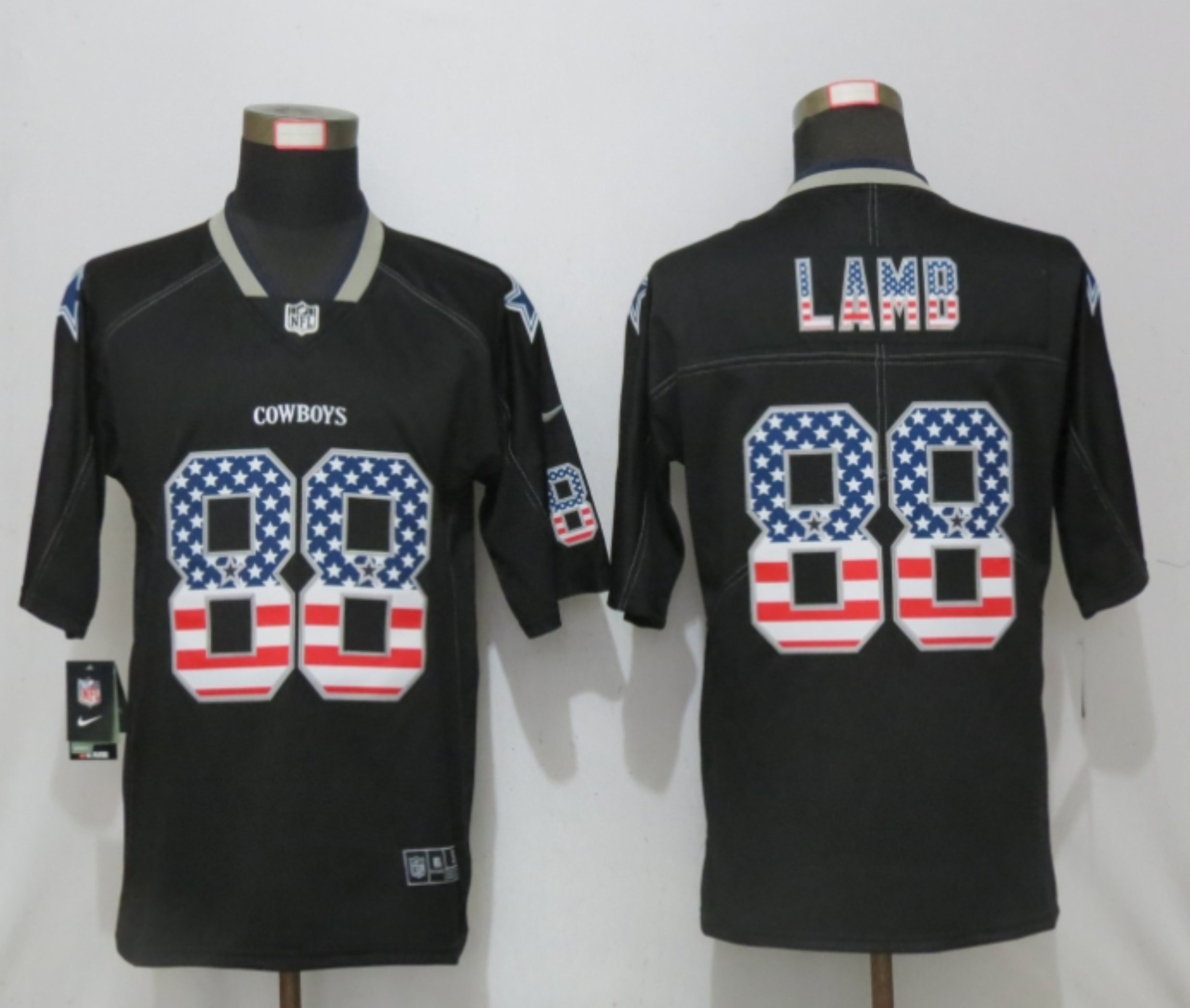 Men’s Dallas Cowboys #88 CeeDee Lamb 2020 USA Flag Fashion Black Color Rush Stitched Nike Limited Jersey