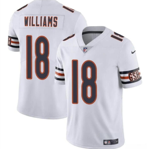 Men’s Chicago Bears #18 Caleb Williams White 2024 Draft Vapor Football Stitched Jersey
