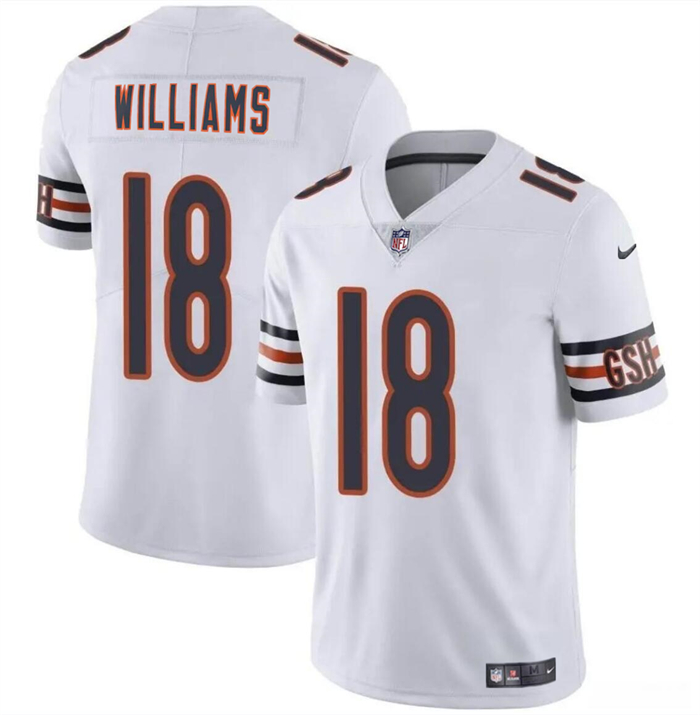 Men’s Chicago Bears #18 Caleb Williams White 2024 Draft Vapor Football Stitched Jersey