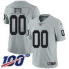 Men’s Limited #00 Jim Otto Silver Jersey Inverted Legend Football Oakland Raiders 100th Season