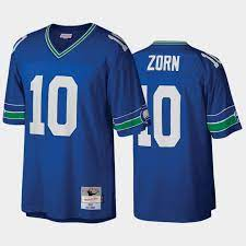 Men’s Seattle Seahawks #10 JIM ZORN Blue Throwback Jersey