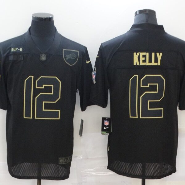 Men’s Buffalo Bills #12 Jim Kelly Black 2020 Salute To Service Stitched NFL Nike Limited Jersey