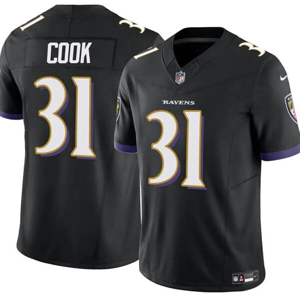 Men’s Baltimore Ravens #31 Dalvin Cook Black 2024 F.U.S.E. Vapor Limited Football Stitched Jersey