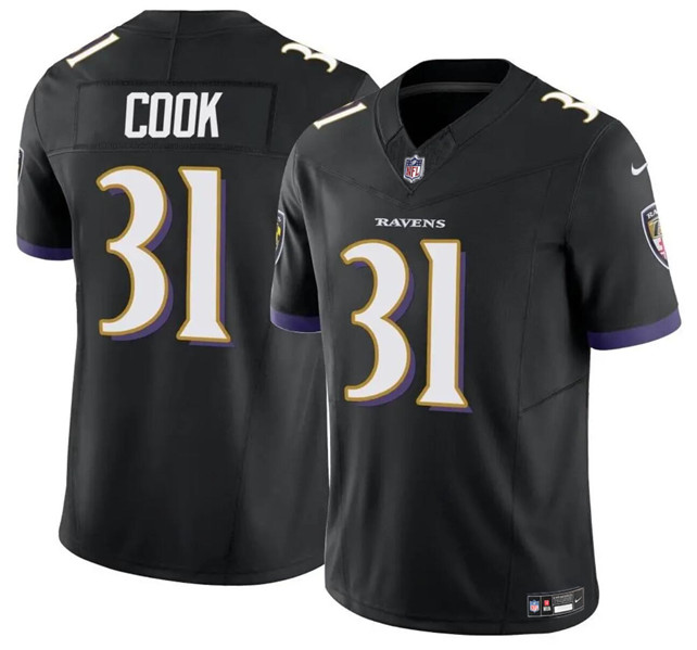 Men’s Baltimore Ravens #31 Dalvin Cook Black 2024 F.U.S.E. Vapor Limited Football Stitched Jersey