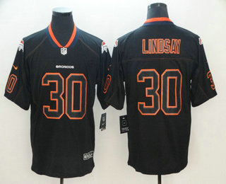 Men’s Denver Broncos #30 Phillip Lindsay 2018 Black Lights Out Color Rush Stitched NFL Nike Limited Jersey