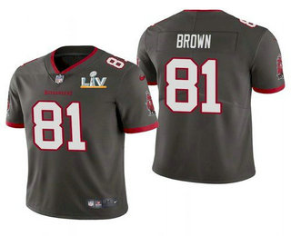 Men’s Tampa Bay Buccaneers #81 Antonio Brown Grey 2021 Super Bowl LV Limited Stitched NFL Jersey