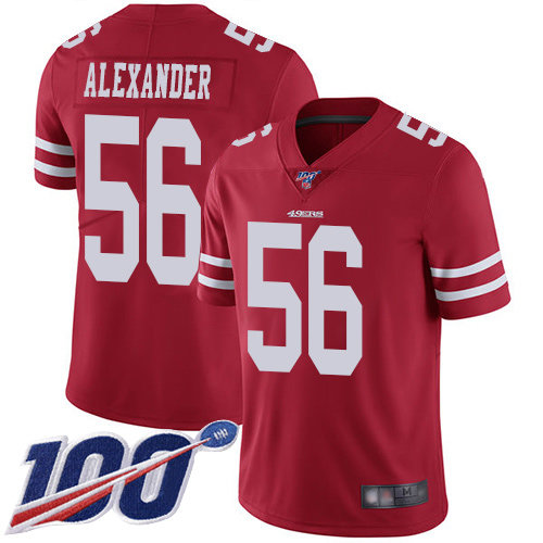 Nike 49ers #56 Kwon Alexander Red Team Color Men’s Stitched NFL 100th Season Vapor Limited Jersey