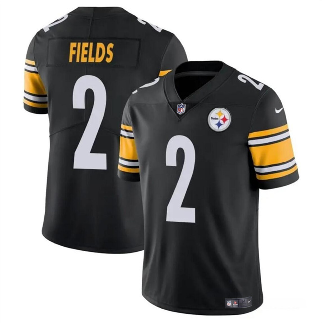 Men’s Pittsburgh Steelers #2 Justin Fields Black Vapor Untouchable Limited Football Stitched Jersey