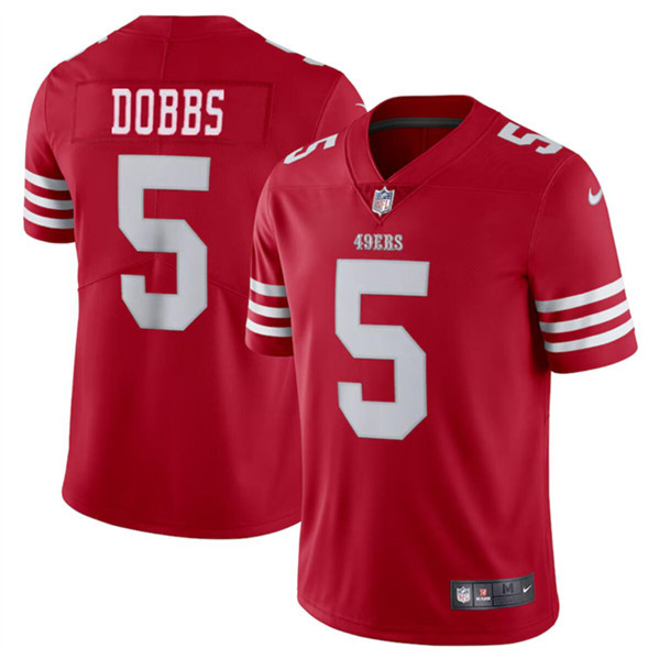 Men’s San Francisco 49ers #5 Josh Dobbs Red Vapor Untouchable Limited Football Stitched Jersey