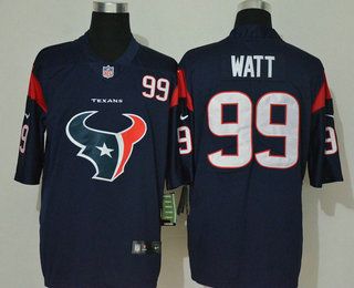 Men’s Houston Texans #99 J.J. Watt Nav Blue 2020 NEW Team Logo Number Vapor Untouchable Stitched NFL Nike Limited Jersey