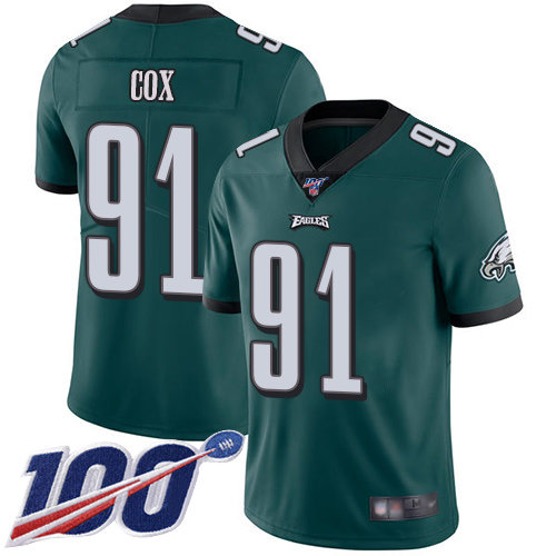 Nike Eagles #91 Fletcher Cox Midnight Green Team Color Men’s Stitched NFL 100th Season Vapor Limited Jersey