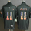 Men’s Philadelphia Eagles #11 Carson Wentz 2019 Black Salute To Service USA Flag Fashion Limited Jersey