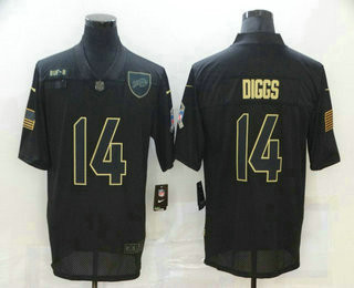 Men’s Minnesota Vikings #14 Stefon Diggs Black 2020 Salute To Service Stitched NFL Nike Limited Jersey