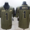 Men’s Philadelphia Eagles #1 Jalen Hurts 2021 Olive Salute To Service Limited Stitched Jersey