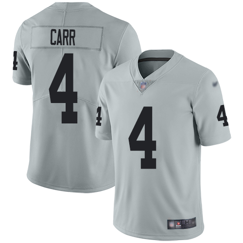 Nike Raiders #4 Derek Carr Silver Men’s Stitched NFL Limited Inverted Legend Jersey