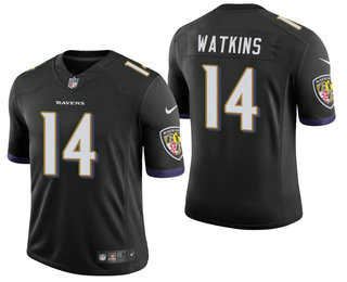 Men’s Baltimore Ravens #14 Sammy Watkins Black 2021 Vapor Untouchable Stitched NFL Nike Limited Jersey