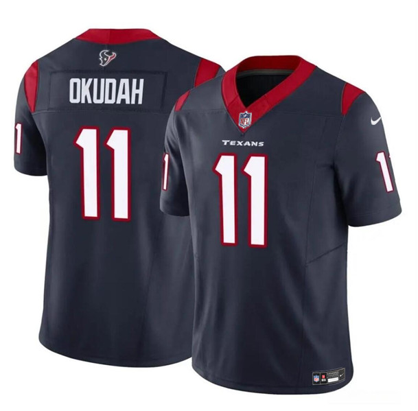 Men’s Houston Texans #11 Jeff Okudah Navy 2024 F.U.S.E. Vapor Untouchable Football Stitched Jersey