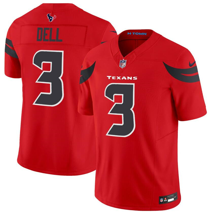 Men’s Houston Texans #3 Tank Dell Red 2024 Alternate F.U.S.E Vapor Football Stitched Jersey