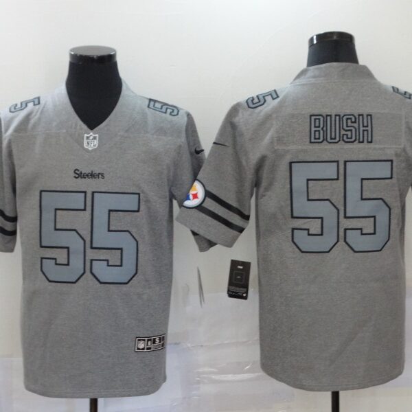 Men’s Pittsburgh Steelers #55 Devin Bush 2019 Gray Gridiron Vapor Untouchable Stitched NFL Nike Limited Jersey