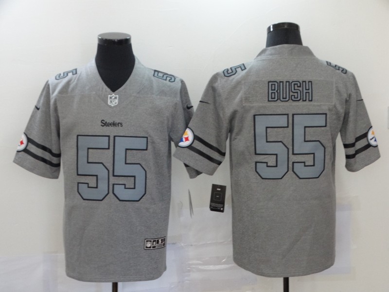 Men’s Pittsburgh Steelers #55 Devin Bush 2019 Gray Gridiron Vapor Untouchable Stitched NFL Nike Limited Jersey