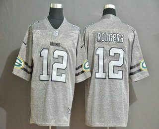 Men’s Green Bay Packers #12 Aaron Rodgers 2019 Gray Gridiron Vapor Untouchable Stitched NFL Nike Limited Jersey