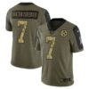 Men’s Olive Pittsburgh Steelers #7 Ben Roethlisberger 2021 Camo Salute To Service Limited Stitched Jersey