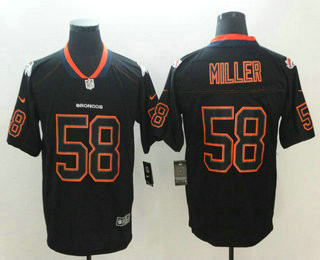 Men’s Denver Broncos #58 Von Miller 2018 Black Lights Out Color Rush Stitched NFL Nike Limited Jersey