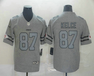Men’s Kansas City Chiefs #87 Travis Kelce 2019 Gray Gridiron Vapor Untouchable Stitched NFL Nike Limited Jersey