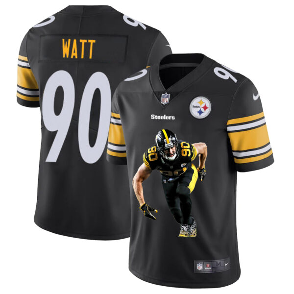 Men’s Pittsburgh Steelers #90 T. J. Watt Black Player Portrait Edition 2020 Vapor Untouchable Stitched NFL Nike Limited Jersey