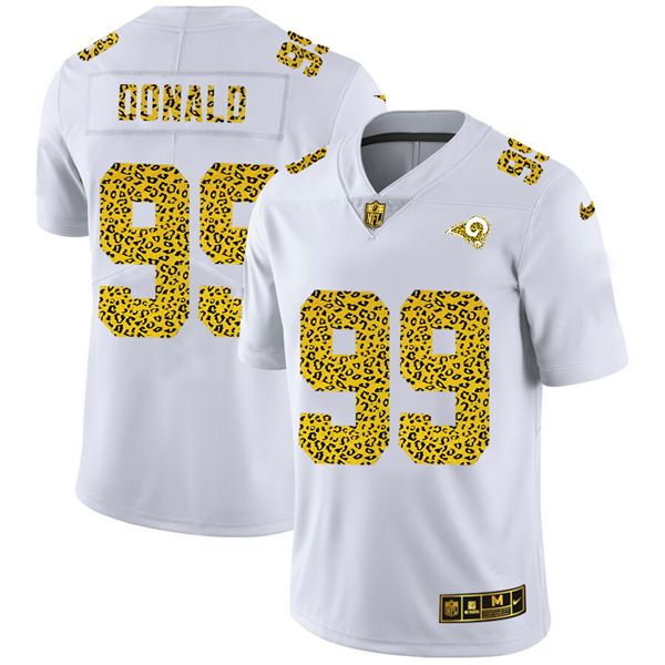 Men’s Los Angeles Rams #99 Aaron Donald 2020 White Leopard Print Fashion Limited Football Stitched Jersey