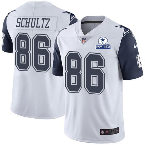 Nike Cowboys #86 Dalton Schultz White Men’s Stitched With Established In 1960 Patch NFL Limited Rush Jersey