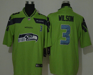 Men’s Seattle Seahawks #3 Russell Wilson Green 2020 Big Logo Number Vapor Untouchable Stitched NFL Nike Fashion Limited Jersey