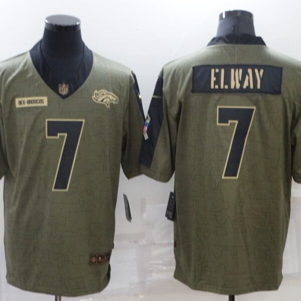 Men’s Denver Broncos #7 John Elway Nike Olive 2021 Salute To Service Retired Player Limited Jersey