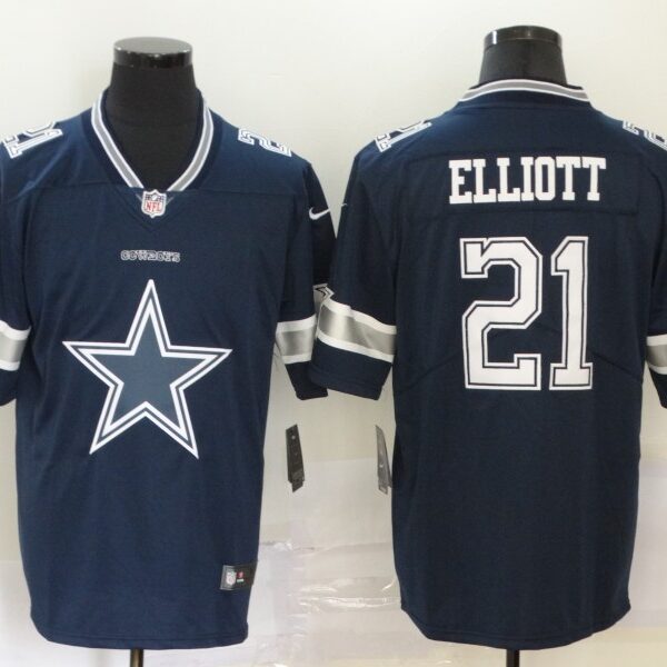 Men’s Dallas Cowboys #21 Ezekiel Elliott Navy Blue 2020 Big Logo Vapor Untouchable Stitched NFL Nike Fashion Limited Jersey