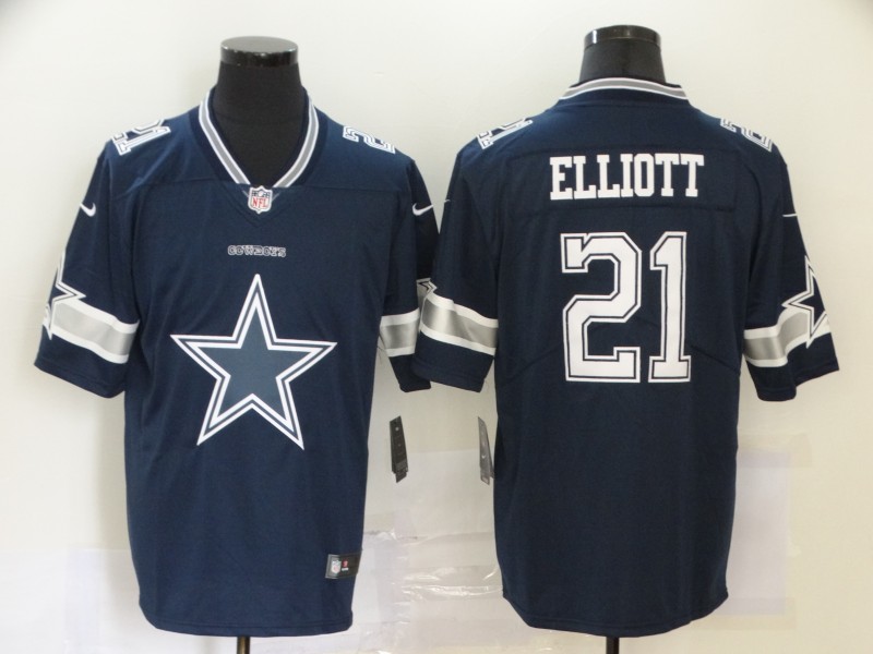 Men’s Dallas Cowboys #21 Ezekiel Elliott Navy Blue 2020 Big Logo Vapor Untouchable Stitched NFL Nike Fashion Limited Jersey