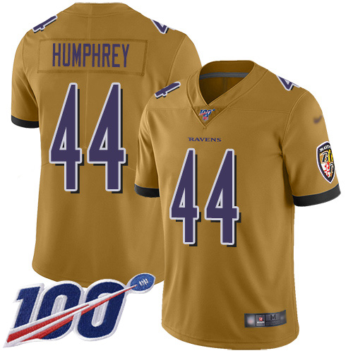 Nike Ravens #44 Marlon Humphrey Gold Men’s Stitched NFL Limited Inverted Legend 100th Season Jersey