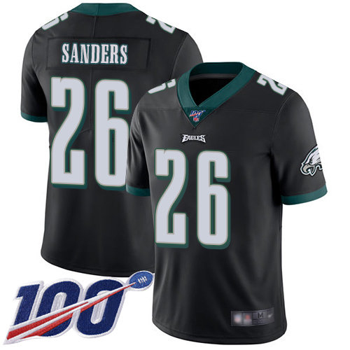 Nike Eagles #26 Miles Sanders Black Alternate Men’s Stitched NFL 100th Season Vapor Limited Jersey