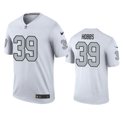 Men’s Las Vegas Raiders #39 Nate Hobbs White Color Rush Legend Jersey