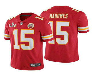 Men’s Kansas City Chiefs #15 Patrick Mahomes Red 2021 Super Bowl LV Vapor Untouchable Stitched Nike Limited NFL Jersey