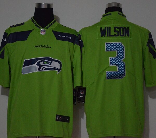 Men’s Seattle Seahawks #3 Russell Wilson Green 2020 Big Logo Vapor Untouchable Stitched NFL Nike Fashion Limited Jersey