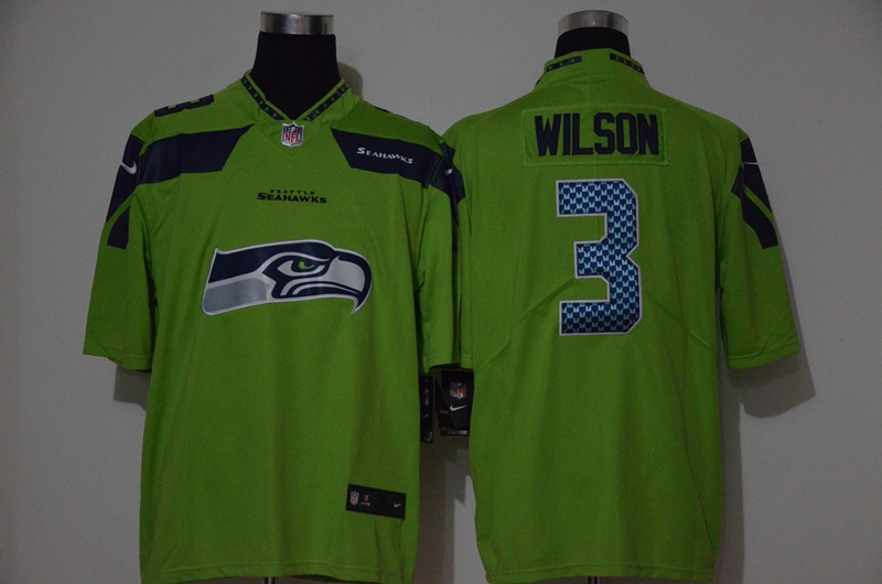 Men’s Seattle Seahawks #3 Russell Wilson Green 2020 Big Logo Vapor Untouchable Stitched NFL Nike Fashion Limited Jersey