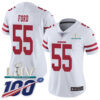 Nike 49ers #55 Dee Ford White Super Bowl LIV 2020 Women’s Stitched NFL 100th Season Vapor Limited Jersey