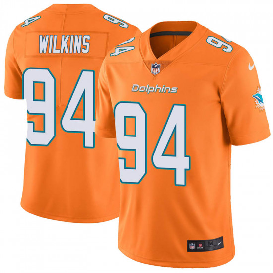 Nike Miami Dolphins #94 Christian Wilkins Men’s Limited Color Orange Rush Nike Jersey