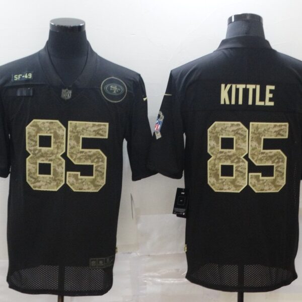 Men’s San Francisco 49ers #85 George Kittle Black Camo 2020 Salute To Service Stitched NFL Nike Limited Jersey