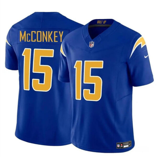 Men’s Los Angeles Chargers #15 Ladd McConkey Royal 2024 F.U.S.E Draft Vapor Limited Football Stitched Jersey