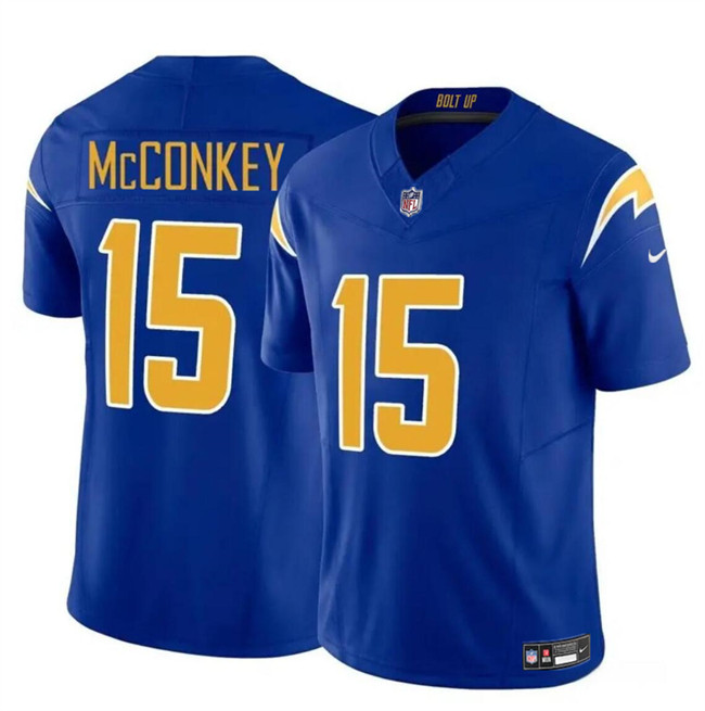 Men’s Los Angeles Chargers #15 Ladd McConkey Royal 2024 F.U.S.E Draft Vapor Limited Football Stitched Jersey